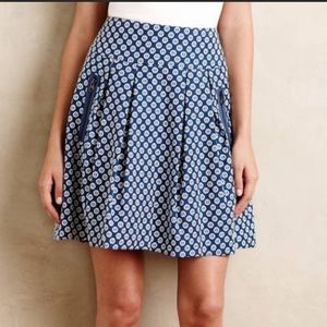 Anthropologie Maeve Fourth Street Blue Swing Skirt